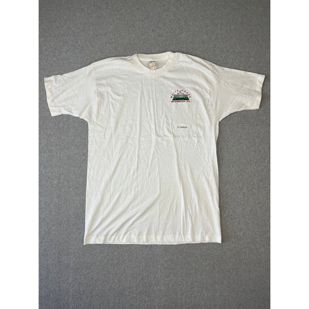 Vintage White House Shirt Mens XL White 90s Single Sticth Made USA Embroidered
